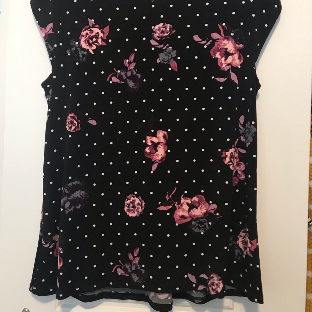 Floral and polka dot print high neck top